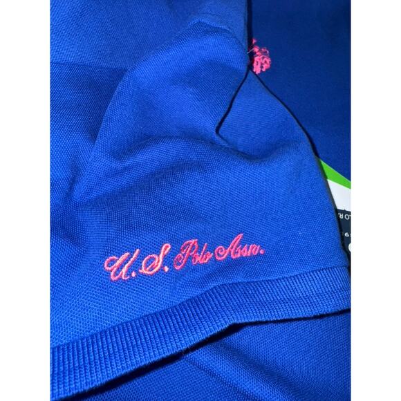 US Polo Assn. Blue Polo Shirt XXL Pink Logo NWT - Picture 5 of 5
